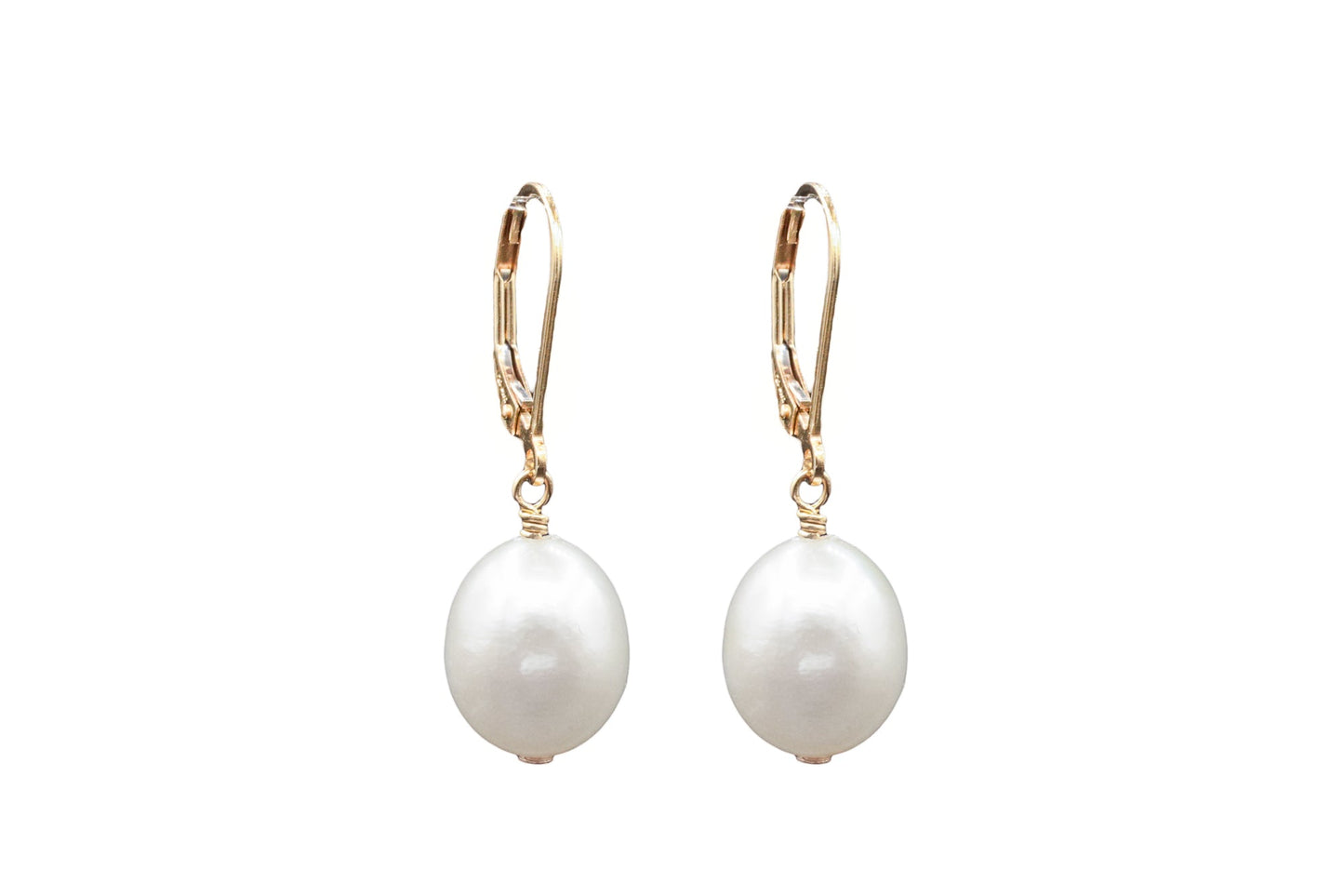 Jumbo Pearl Leverback earrings - 14K gold filled - Wholesale