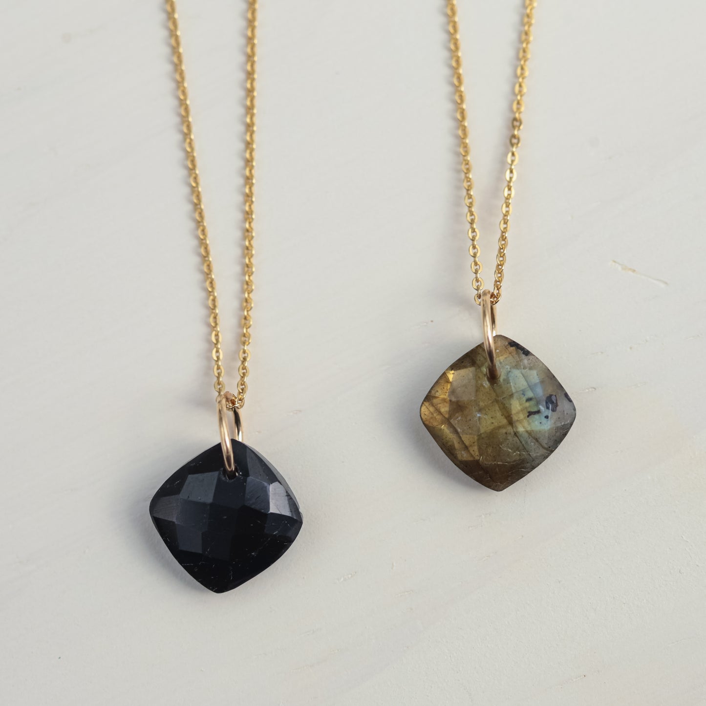 Black Tourmaline Cushion Pendant Necklace