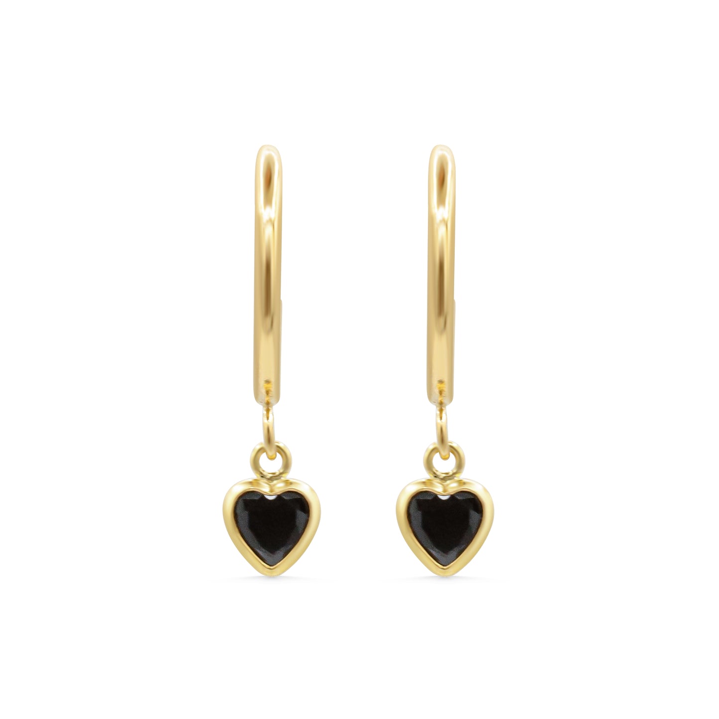 Black heart hoops - gold fill