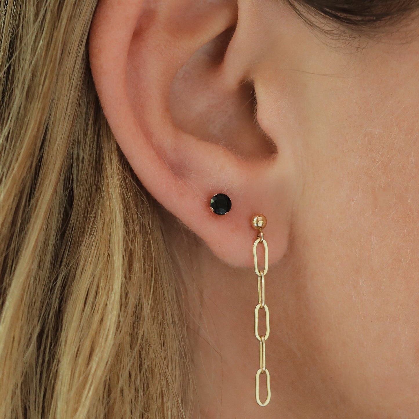 Black spinel studs - 14K gold filled - Wholesale