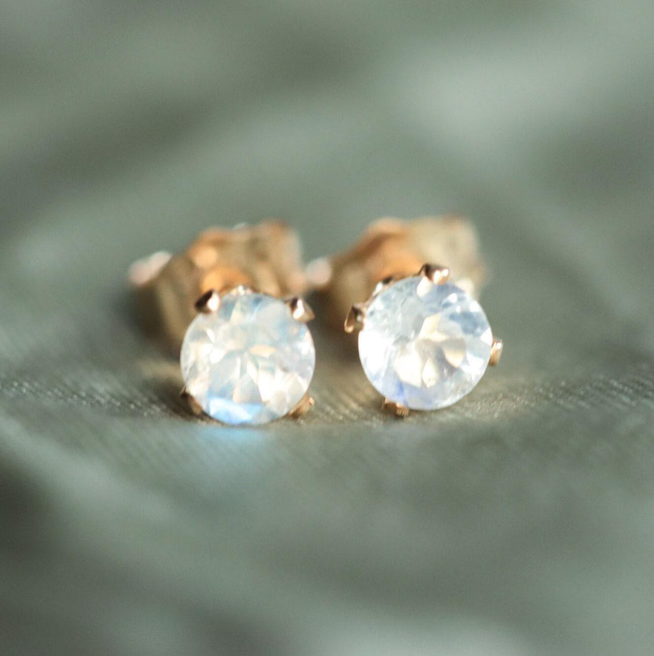 Rainbow moonstone studs - 14K gold filled