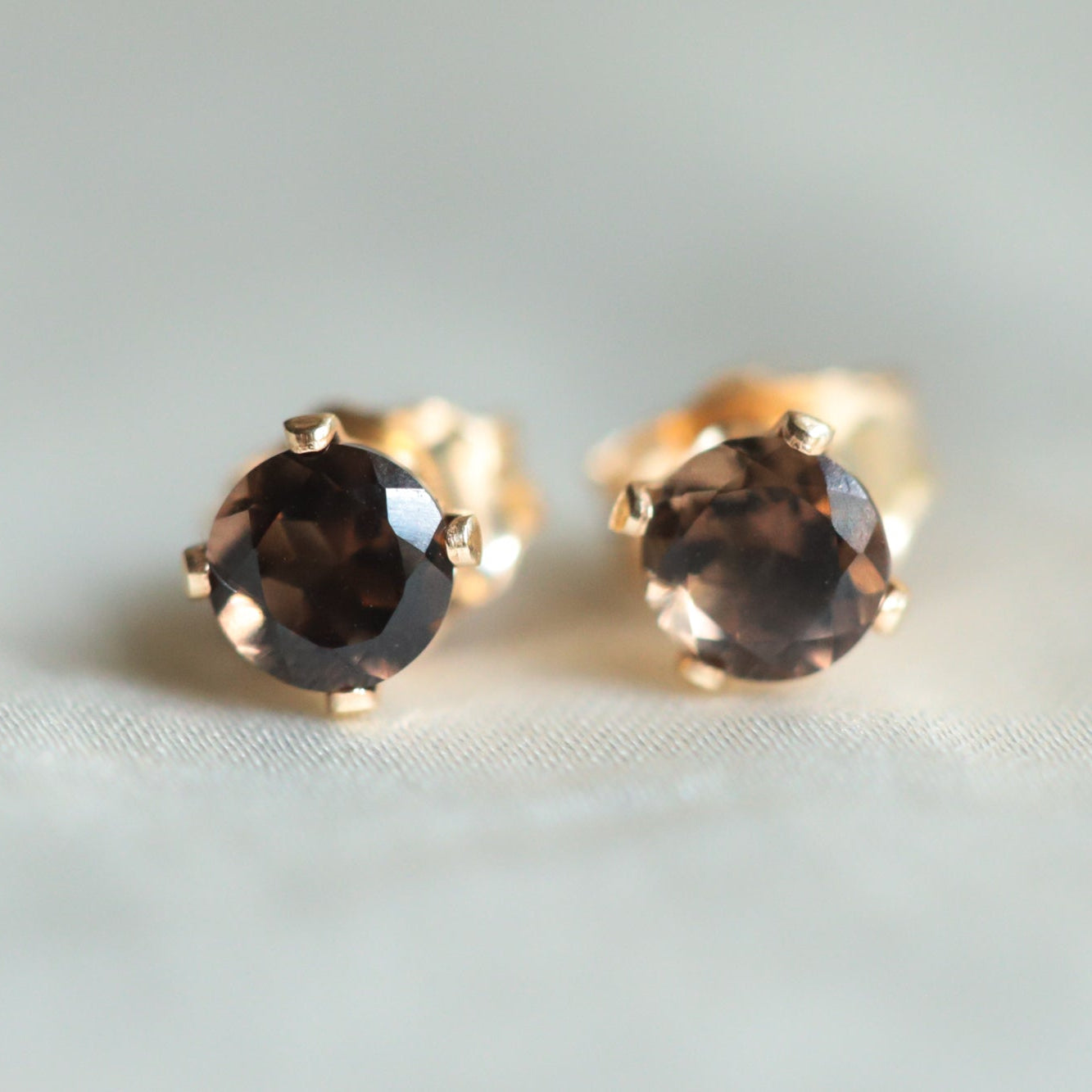 Smoky quartz studs - 14K gold filled