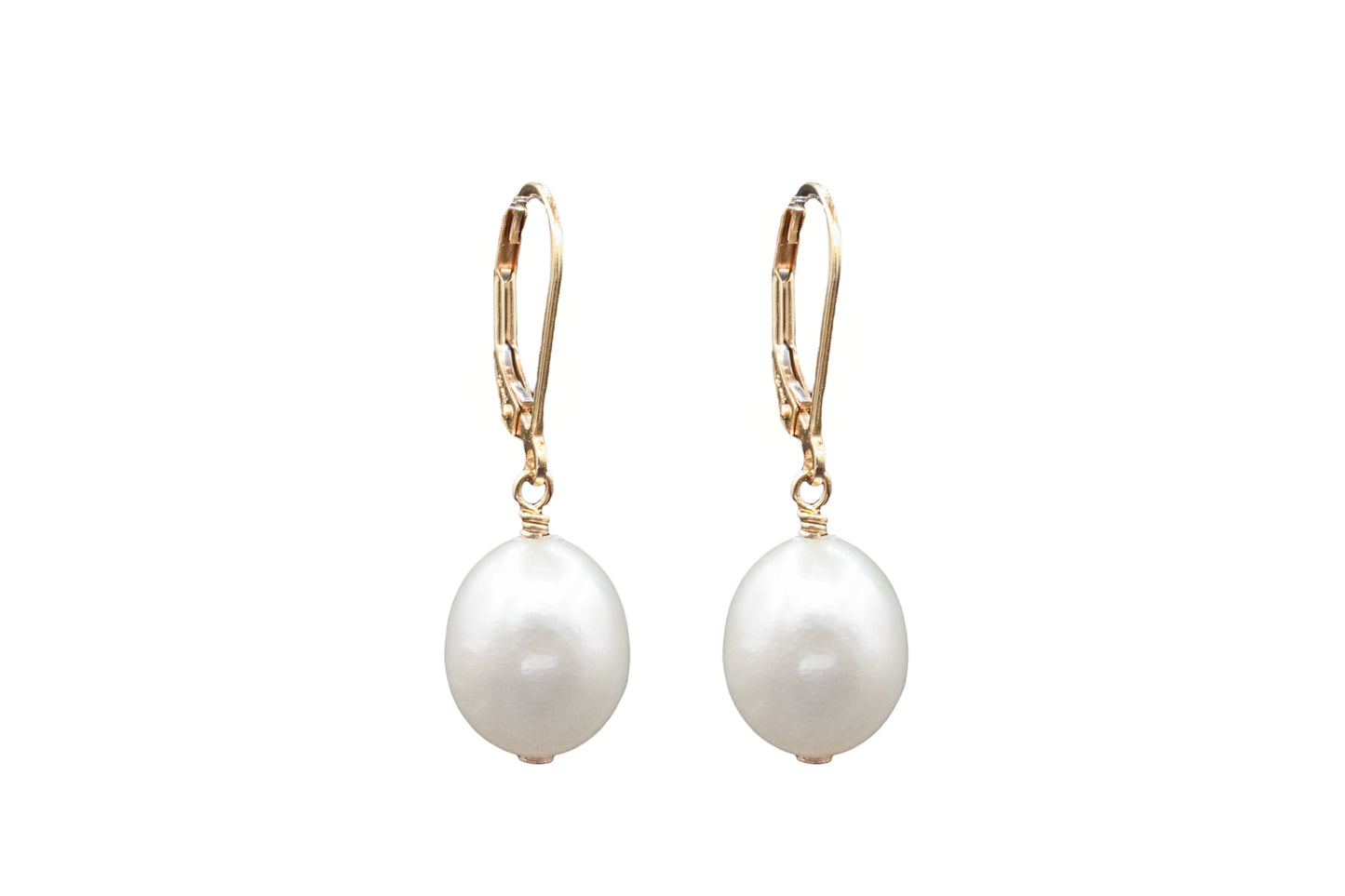 Jumbo Pearl Leverback earrings - 14K gold filled
