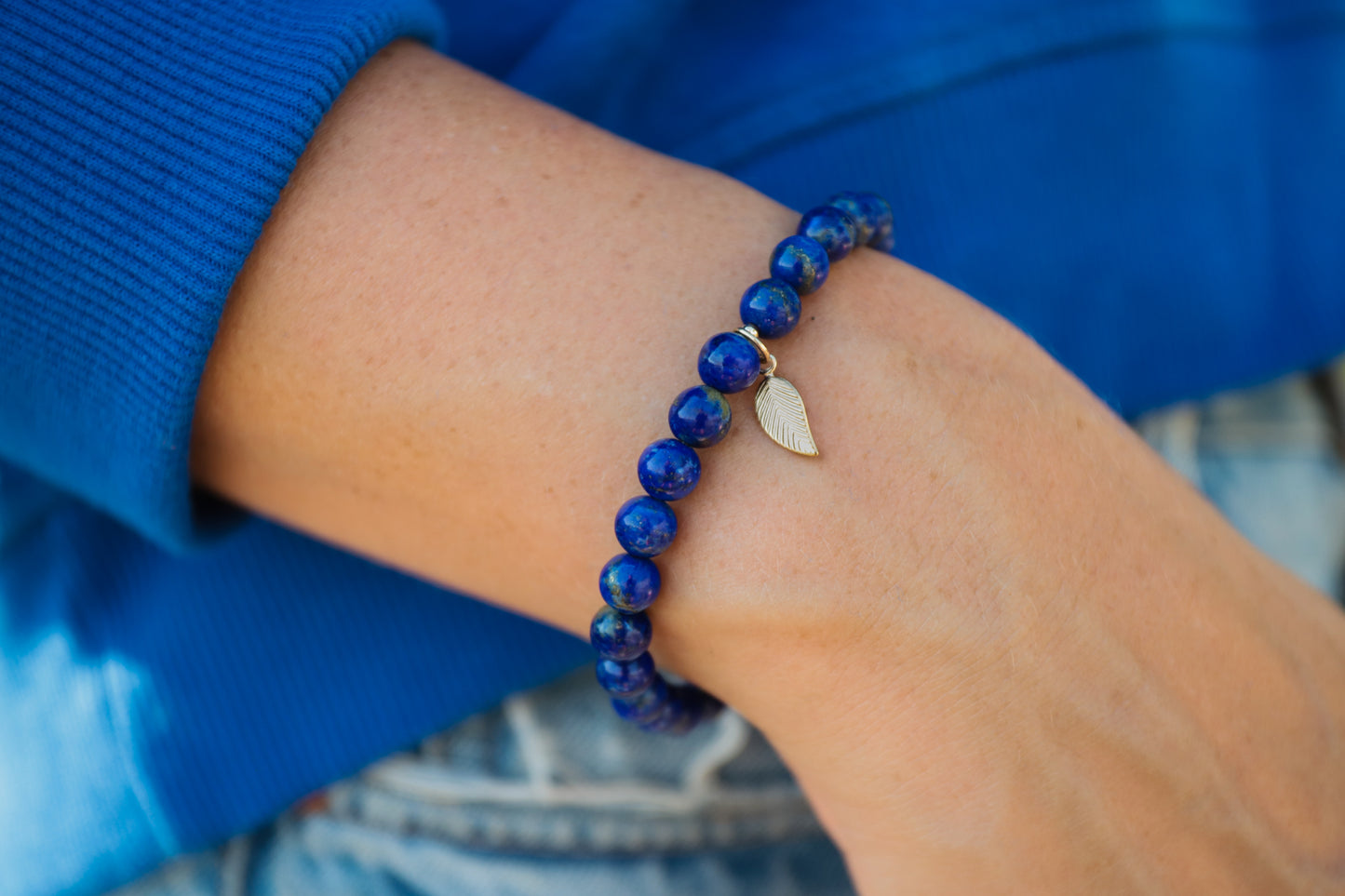 Lapis Lazuli Gold Fill Leaf