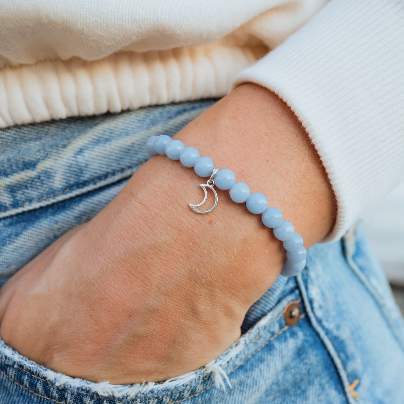 Angelite moon bracelet