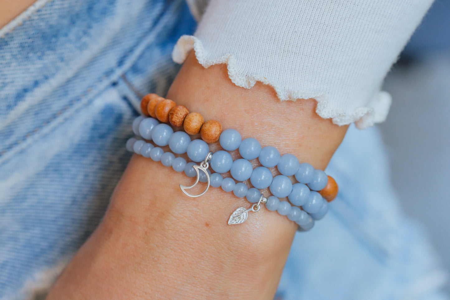 Angelite moon bracelet
