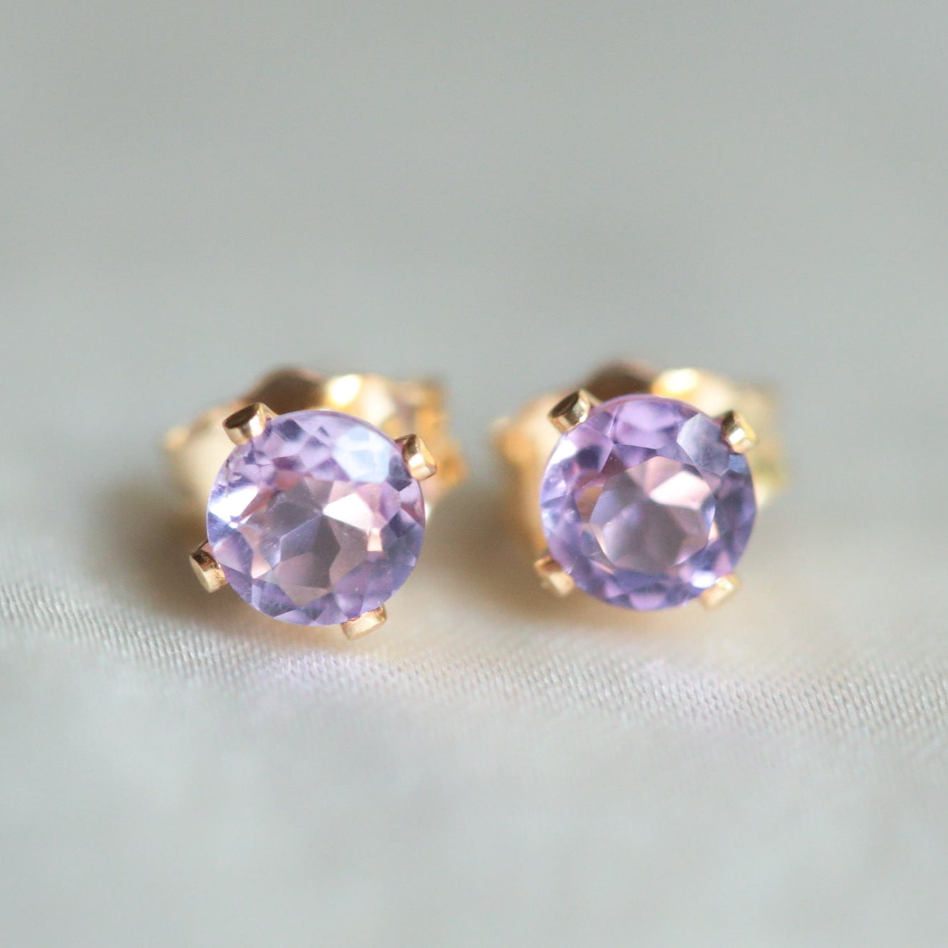Amethyst studs - 14K gold filled