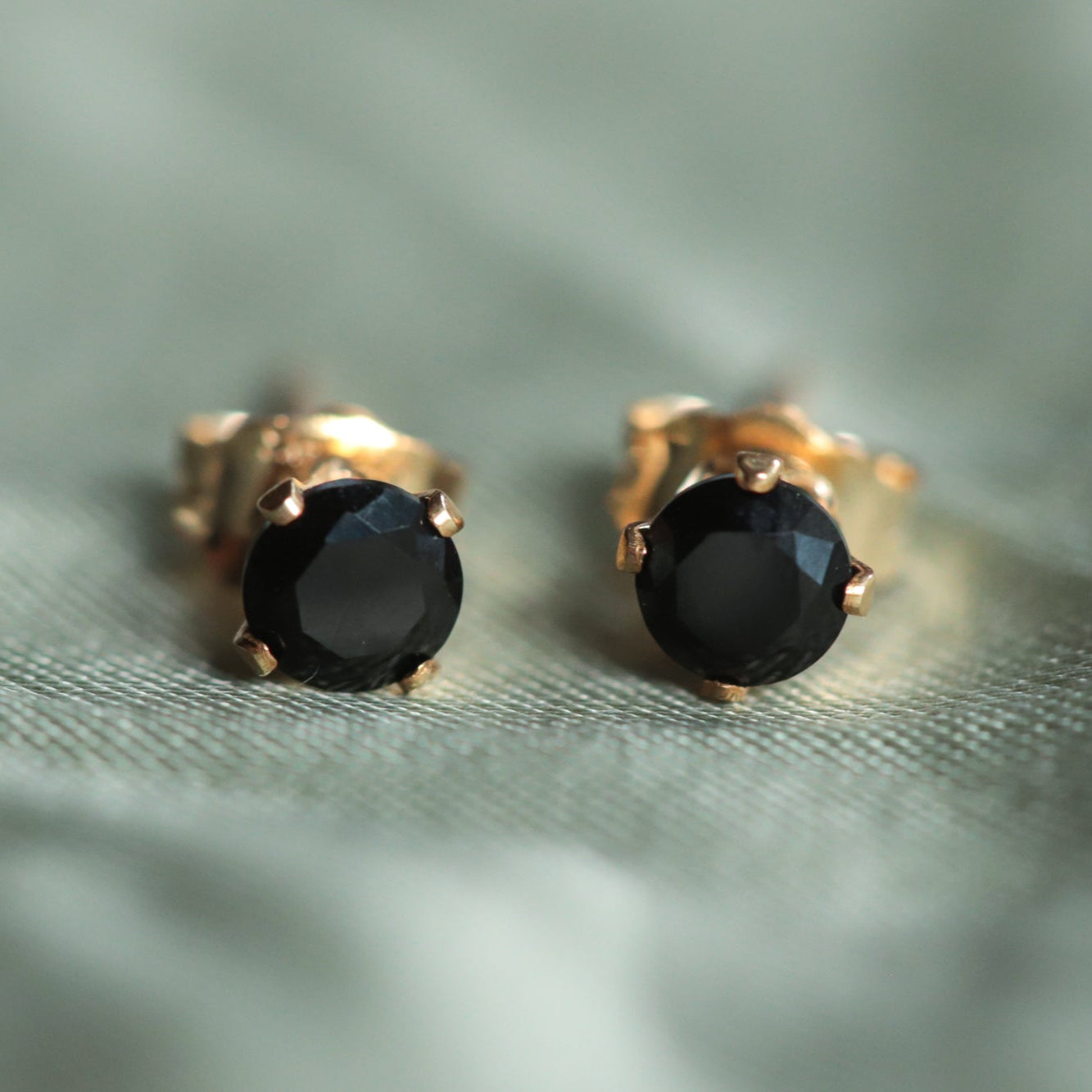 Black spinel studs - 14K gold filled