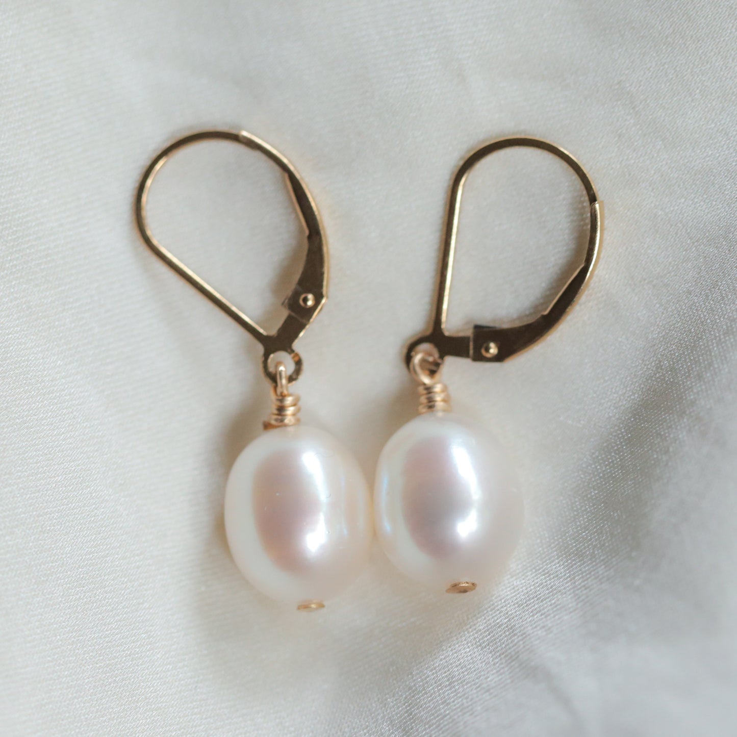 Jumbo Pearl Leverback earrings - 14K gold filled