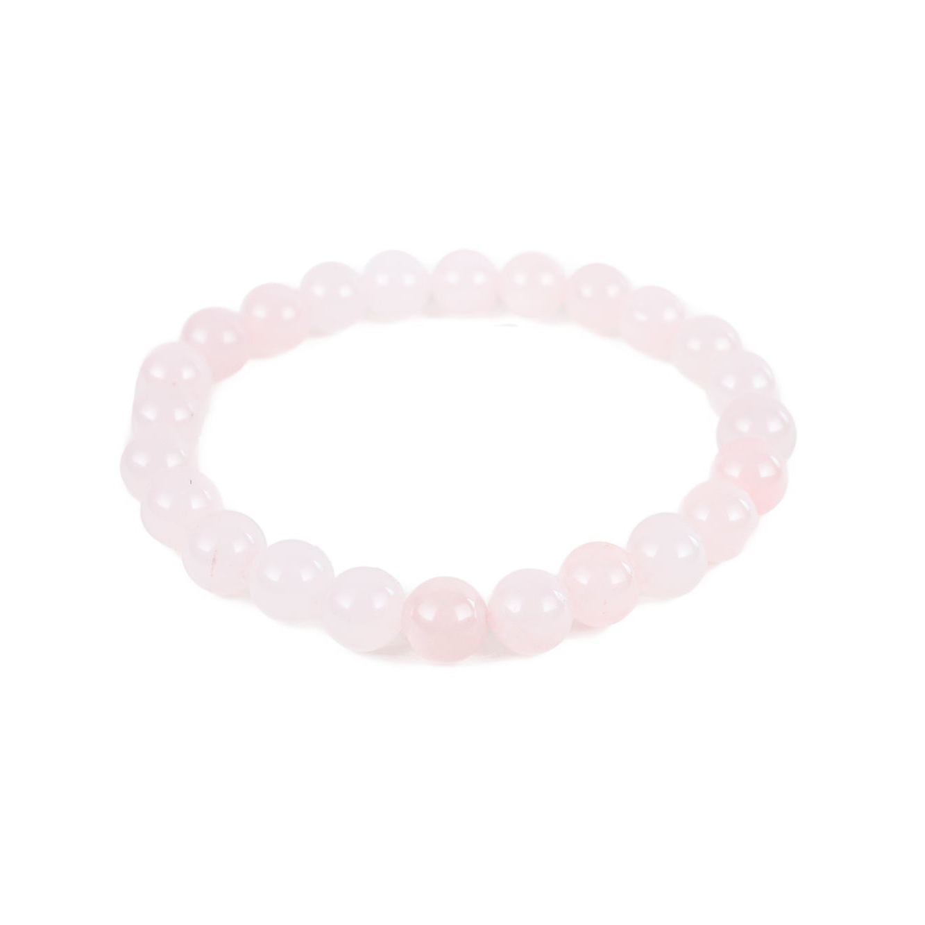 a pink beaded bracelet on a white background