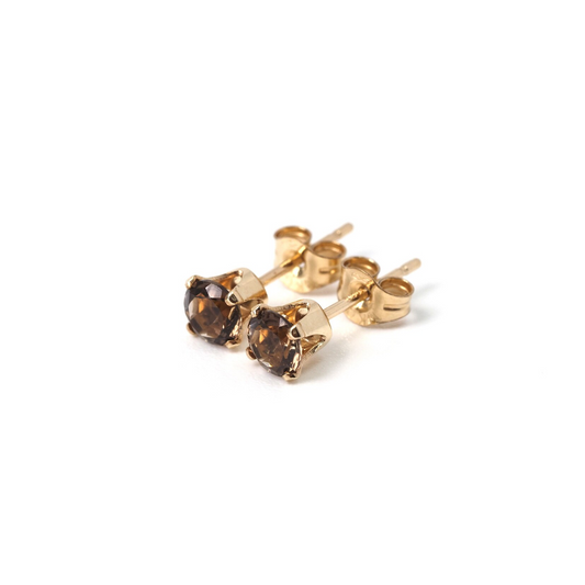 Smoky quartz studs - 14K gold filled - Wholesale