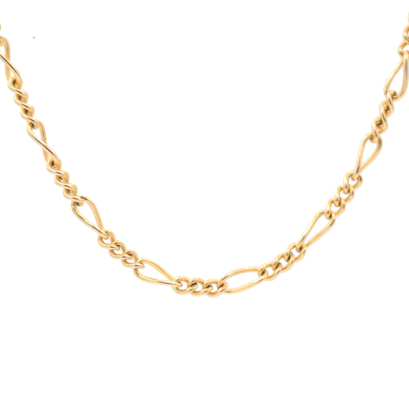 a gold chain is shown on a white background