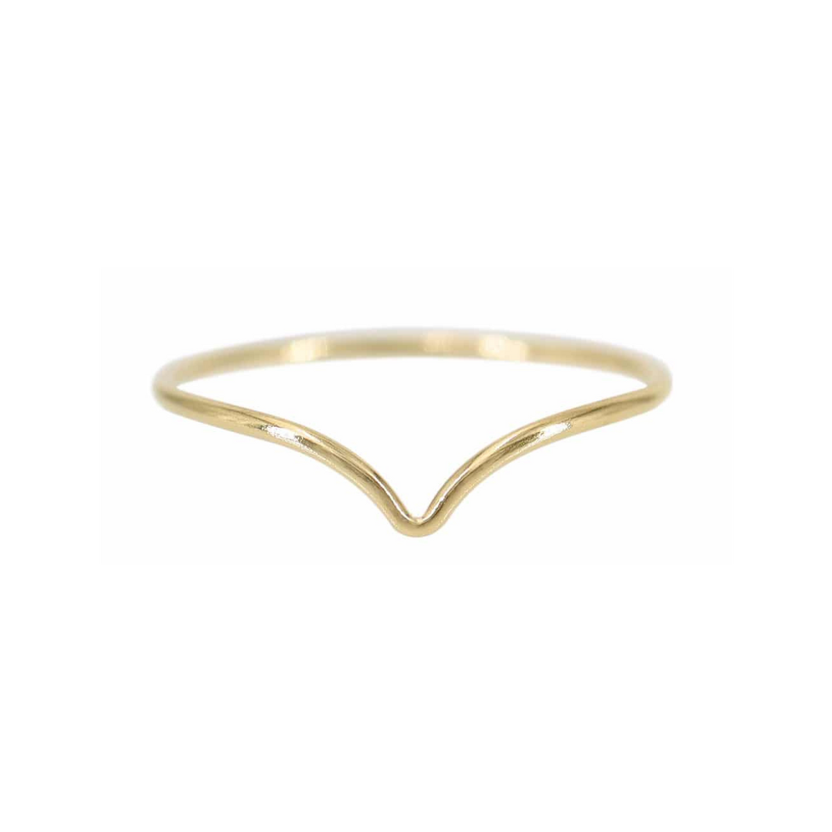a gold ring with a curved band