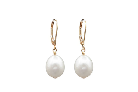 Jumbo Pearl Leverback earrings - 14K gold filled - Wholesale