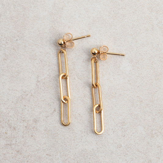 Paperclip chain earrings - 14K gold filled - Wholesale