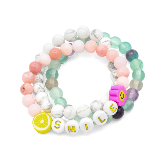 Kids’ Gemstone Bracelet Stack of 3 - Wholesale