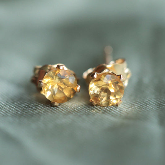Citrine studs - 14K gold filled - Wholesale