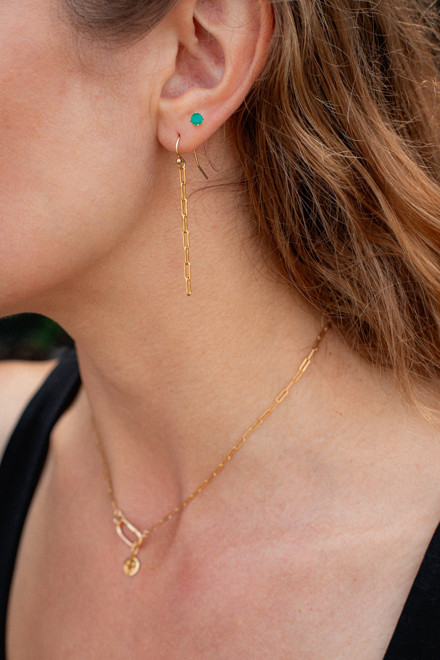 Green onyx studs - 14K gold filled - Wholesale