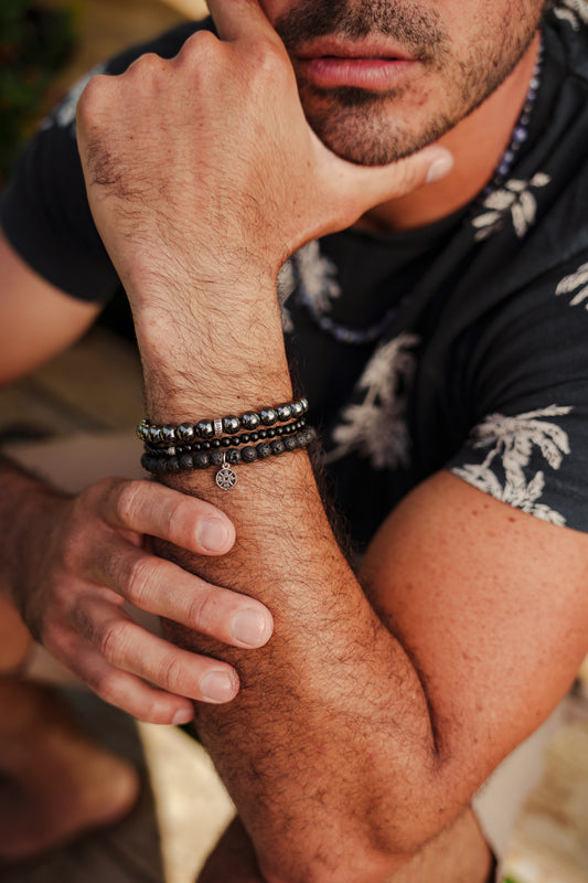 Men's Sterling Silver Hematite Bracelet