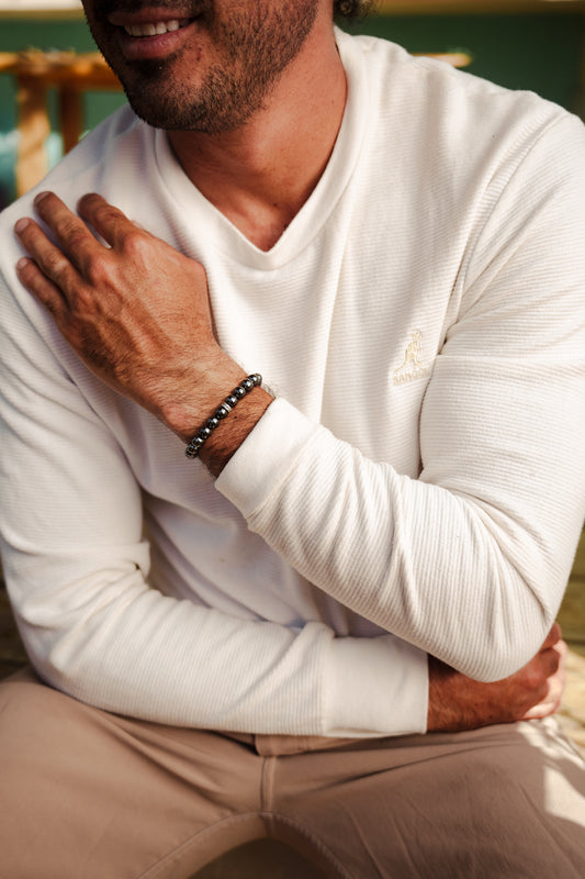 Men's Sterling Silver Hematite Bracelet