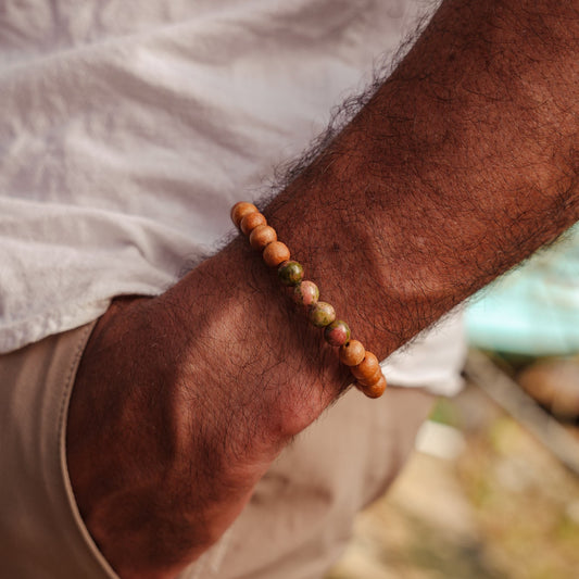 Men's Unakite Wooden 8mm