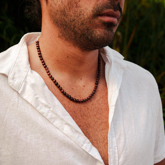 Men's Red Tiger's Eye Necklace