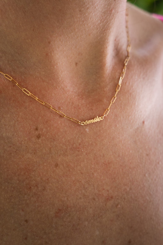 Smile Paperclip necklace - 14K gold filled