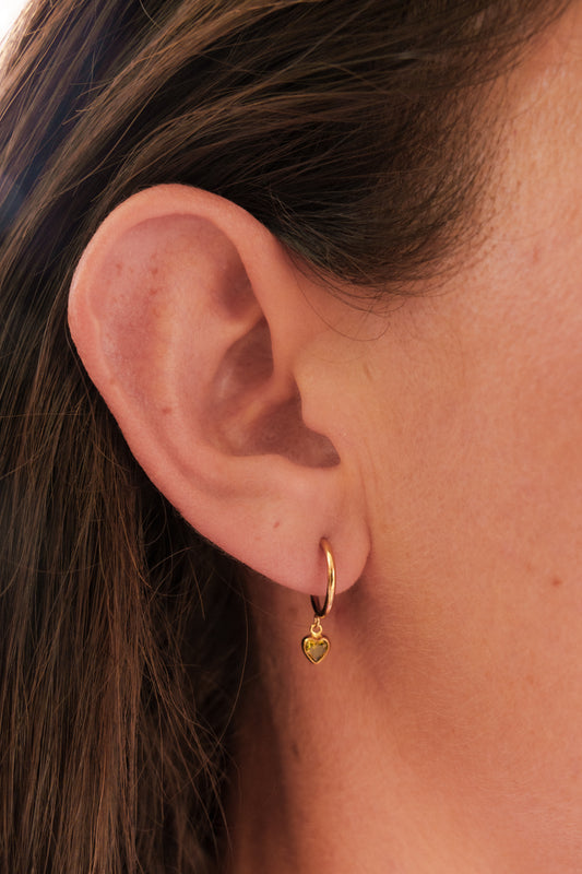 Green heart hoops - gold fill
