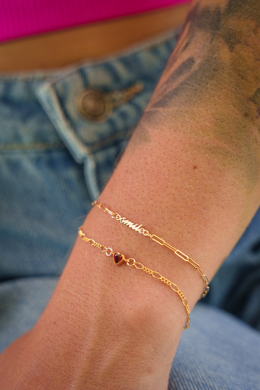 Red Heart Paperclip bracelet - 14K gold filled