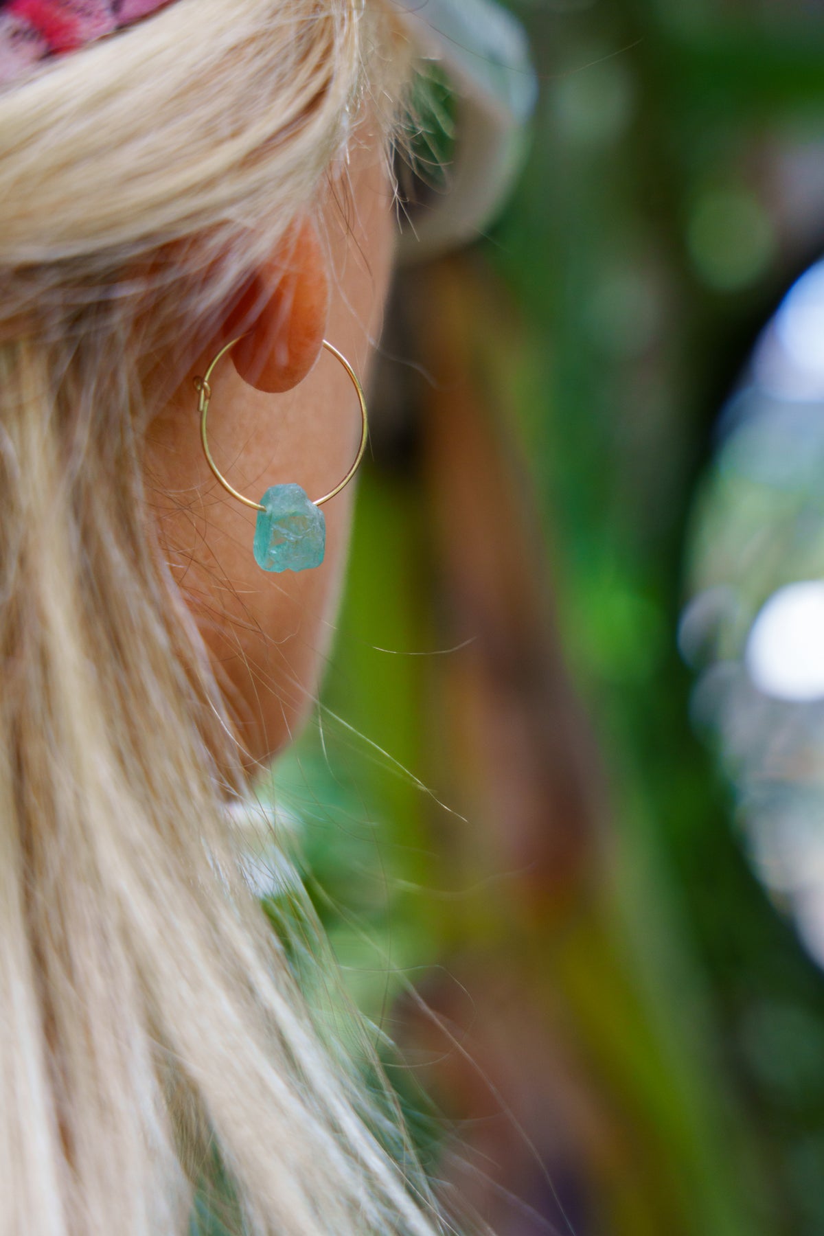 Apatite Hoop Earrings - 14K gold filled