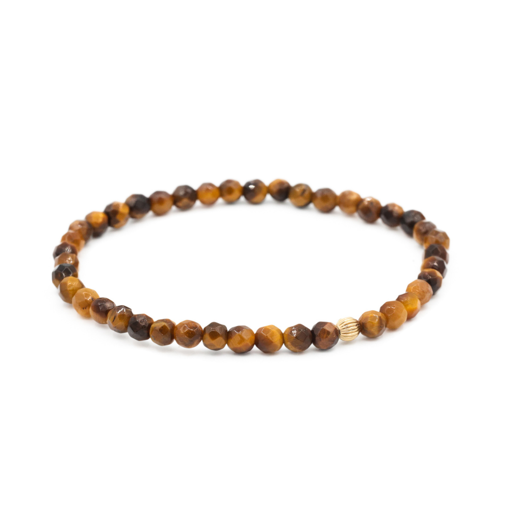 Faceted Tiger's Eye 4mm - 14K gold filled