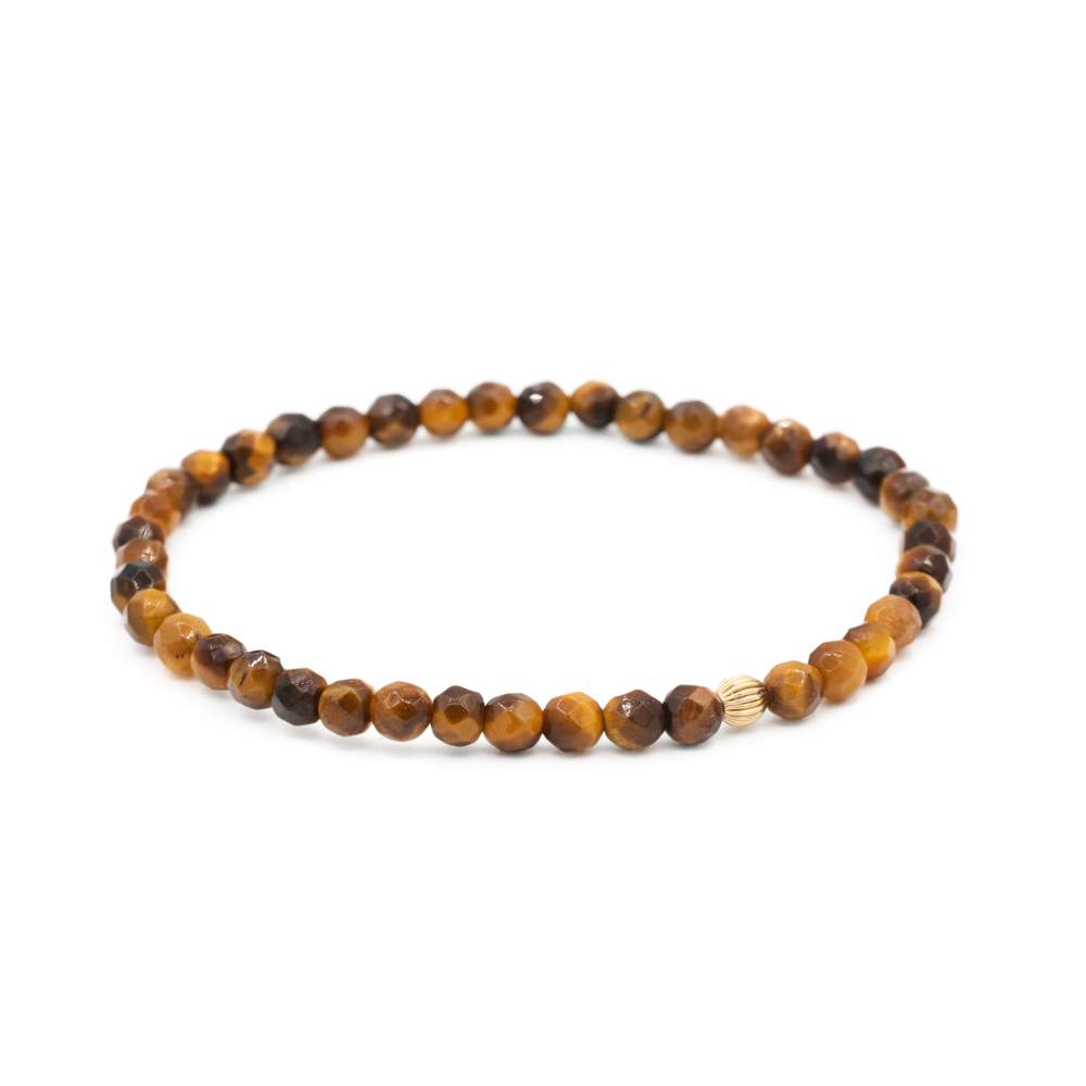 Faceted Tiger&#39;s Eye 4mm - 14K gold filled