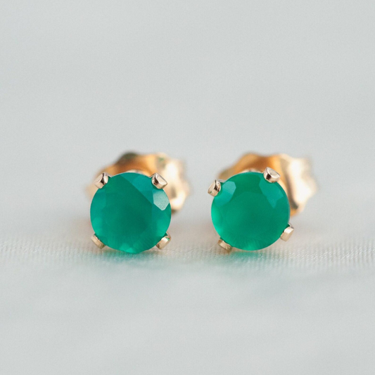 Green onyx studs - 14K gold filled