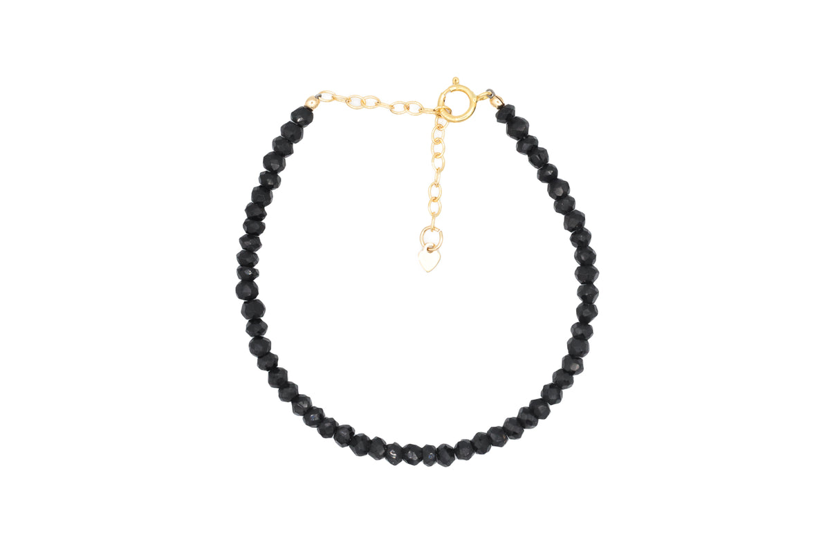 Black spinel Adjustable Bracelet - 14K gold filled