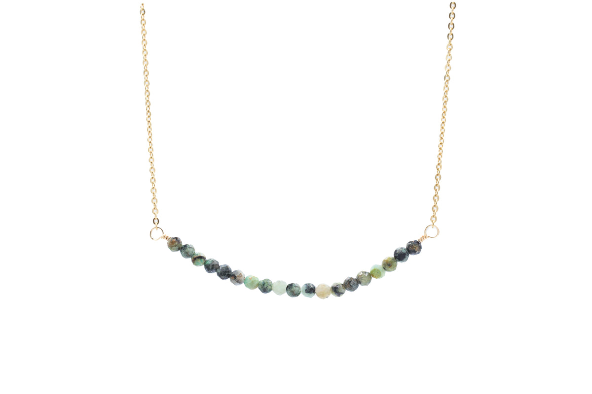 African turquoise bar necklace - 14K gold filled