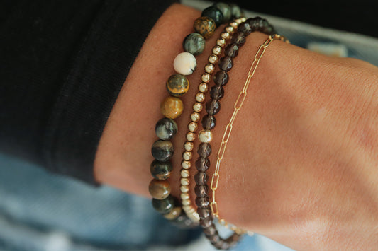 Faceted Smoky quartz 4mm - 14K gold filled