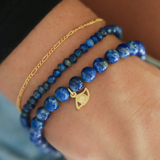 Lapis Lazuli Adjustable Bracelet - 14K gold filled