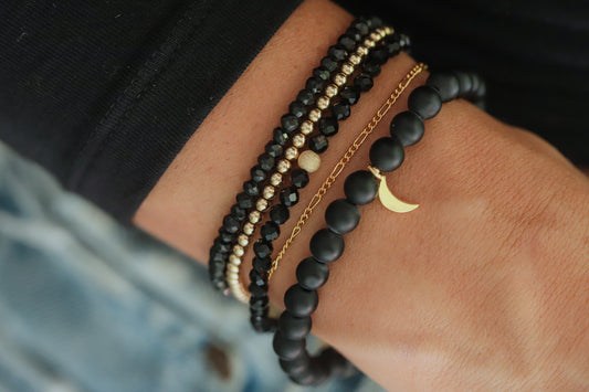 Faceted Black Onyx 4mm - 14K gold filled