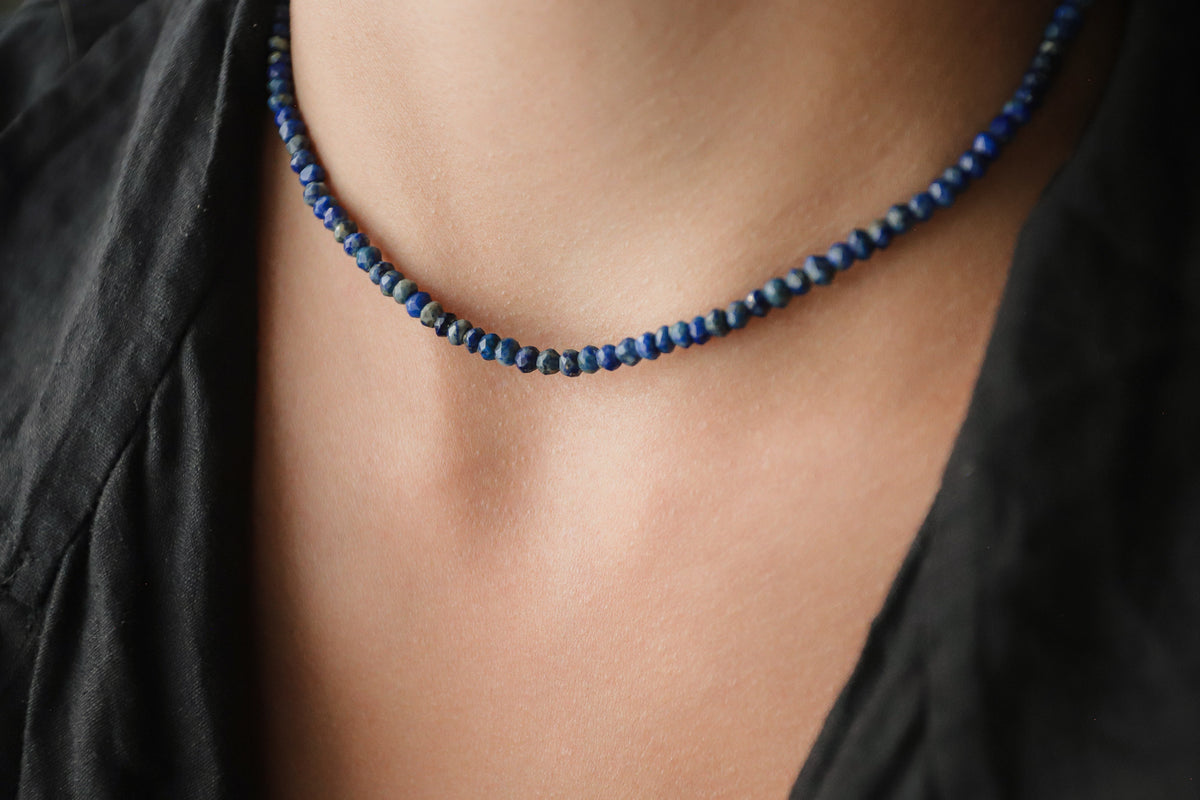 Lapis Lazuli beaded necklace - 14K gold fill