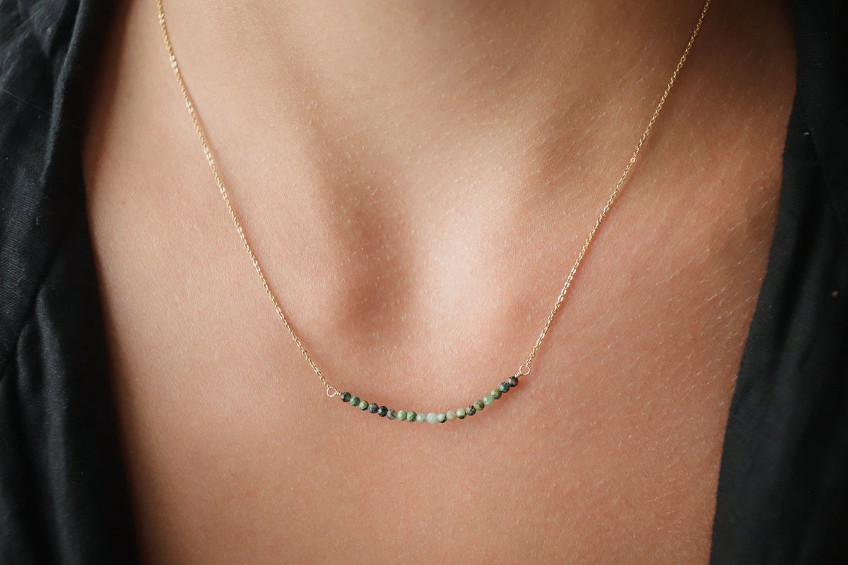 African turquoise bar necklace - 14K gold filled