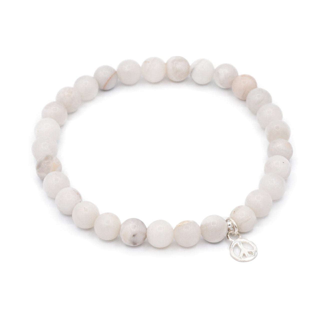 Kids -Grey lace agate with peace [sterling silver]