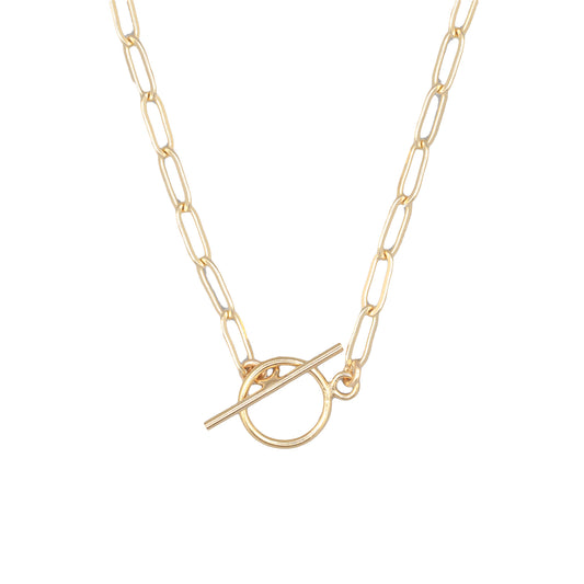 Paperclip Toggle Necklace - 14K gold filled