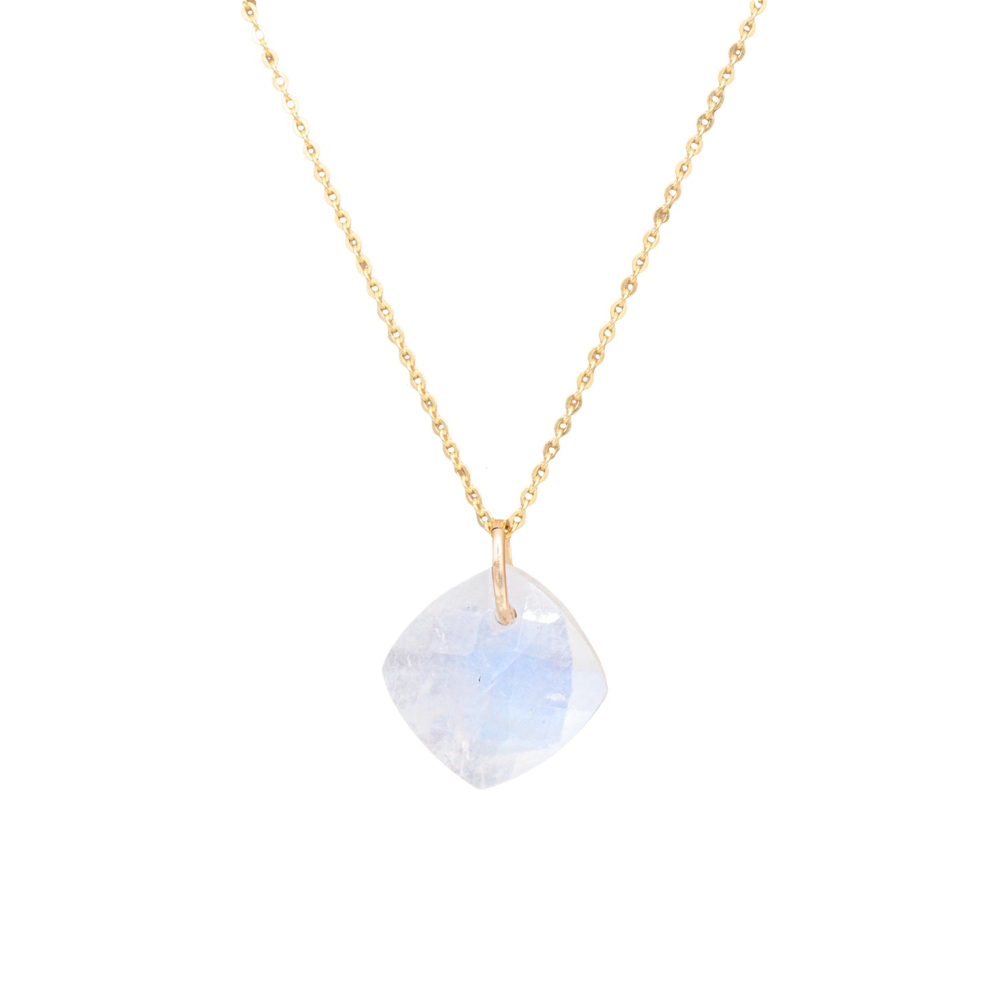 Rainbow Moonstone Cushion Pendant Necklace