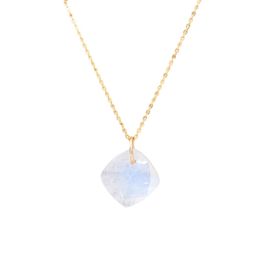 Rainbow Moonstone Cushion Pendant Necklace