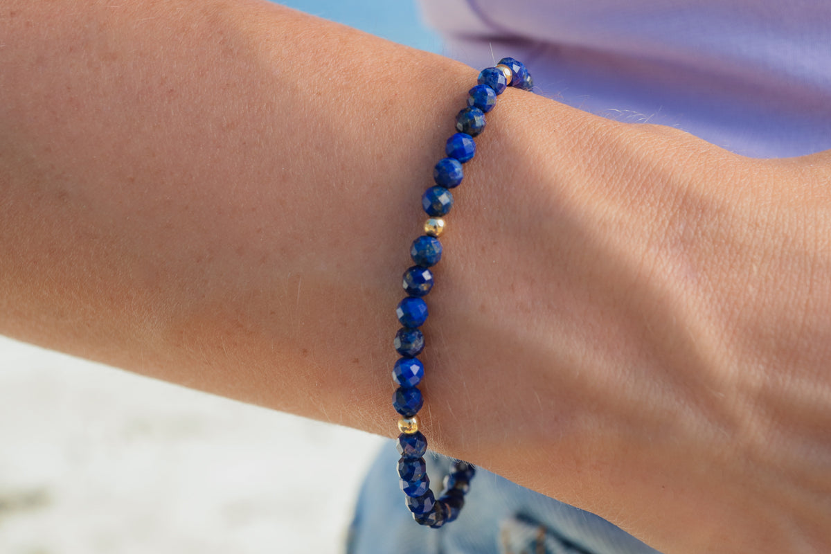Beaded lapis lazuli bracelet