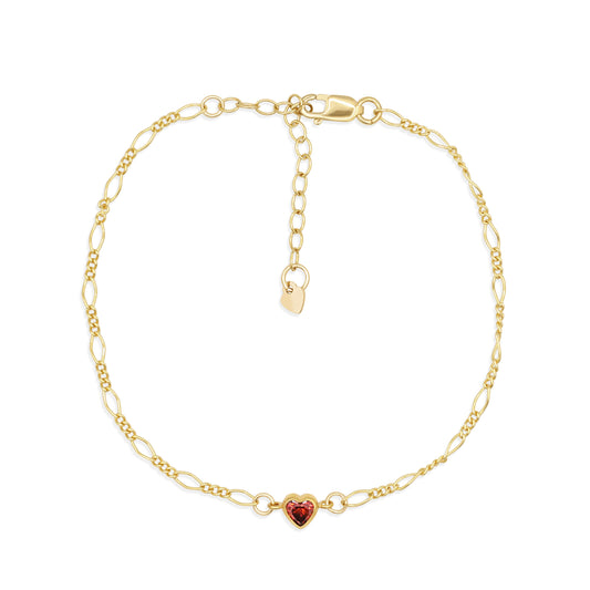 Red Heart Paperclip bracelet - 14K gold filled
