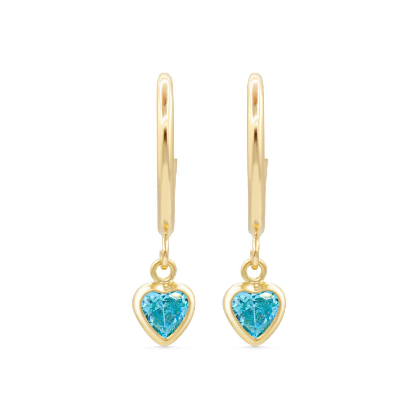Blue heart hoops - gold fill