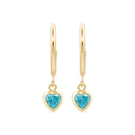 Blue heart hoops - gold fill