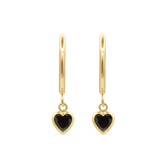 Black heart hoops - gold fill