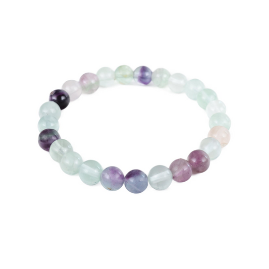 a bracelet with multicolored beads on a white background